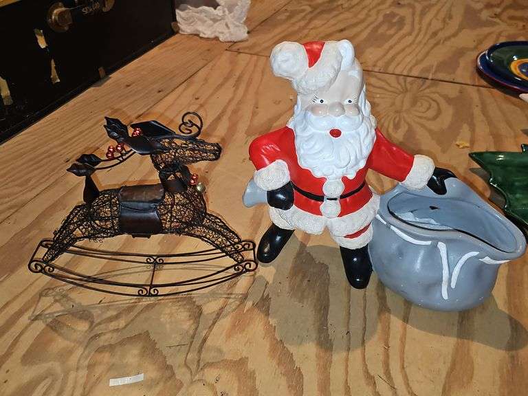Tub of Christmas items.
