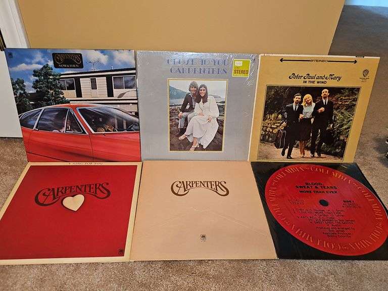Albums by The Carpenters, Peter Paul and Mary, Blood Sweat And Tears.