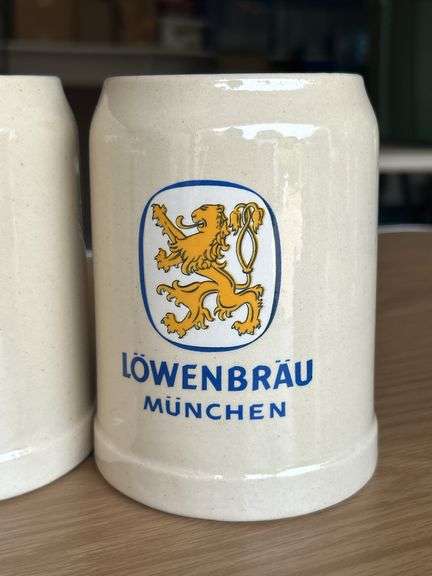 Set of (6) vintage German stoneware beer strings…..5-3/8” tall