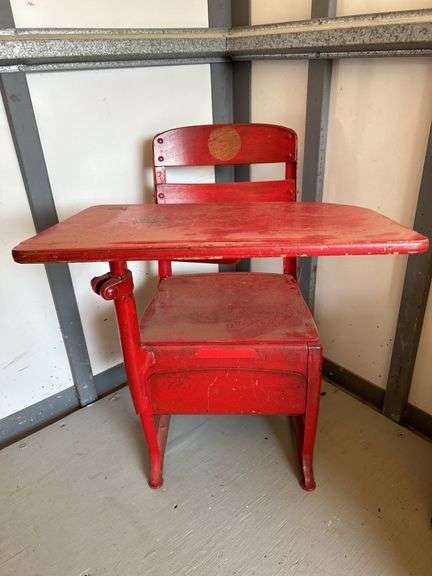 Antique child’s wooden desk…..20w x 25 deep x 26-1/2 tall