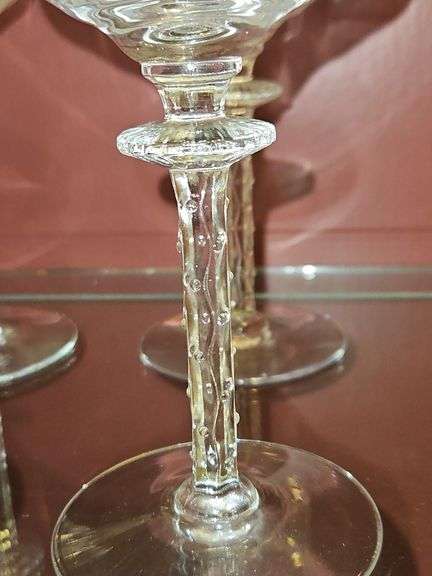Set of Six(6) Vintage Tiffin Franciscan Cadena Clear Stem 7.5" Water Goblets in Excellent Vintage Condition...
