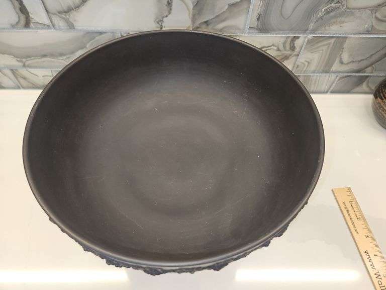 Exquisite Vintage Wedgwood Basalt Black 10" Jasperware Centerpiece/Console Bowl in very good vintage condition...