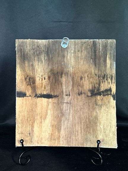 Original signed Mose T red meat watermelon with grayish seeds Folk Art with signature soda can tab hanger…..8-1/2 x 9-1/4