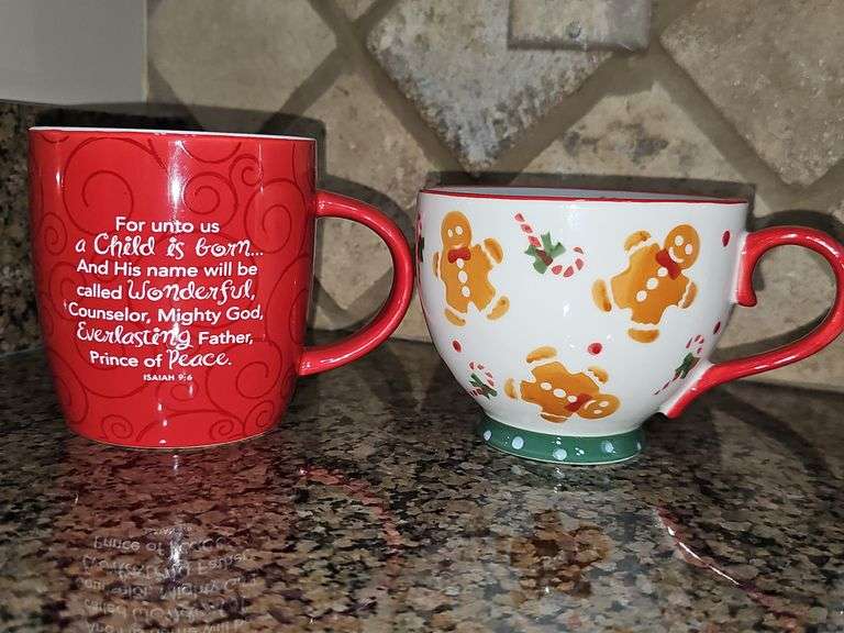 Nice grouping of cocoa mugs.