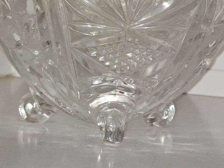 Vintage crystal candy dish. Possibly Royal shell collection. 10.75 in tall. No cracks or chips found.