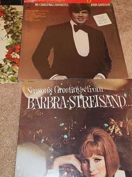 Christmas albums by Barbra Streisand, John Davidson, various artists, and a multi album Mormon Tabernacle choir Christmas celebration.
