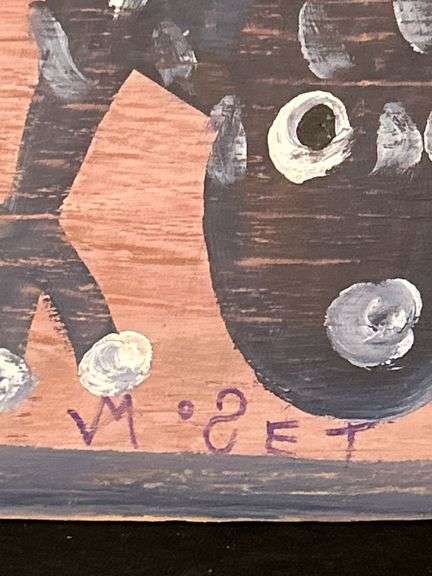 Original signed Mose T black chunky frog Folk Art with signature soda can tab hanger…..9-1/2 x 13-1/4