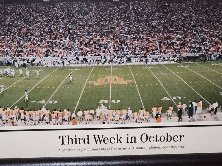 Framed University of Tennessee poster THIRD WEEK IN OCTOBER. 40x14.5.