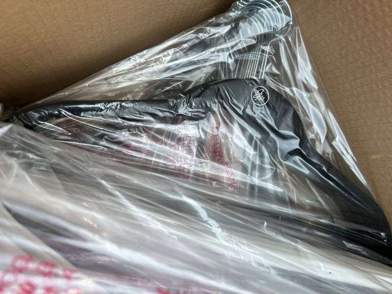 Box of 96 NEW velvet coated hangers both pant and shirt…..clips and shoulder covers