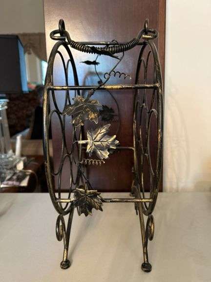 Unbranded Countertop Wine Bottle Rack with grape leaf side design…..13-1/2”D x 17-1/4” tall