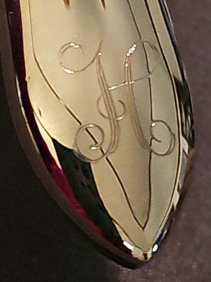 Silver plated ice scoop with "H" monogram
