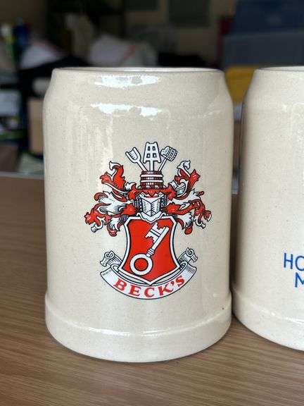 Set of (6) vintage German stoneware beer strings…..5-3/8” tall