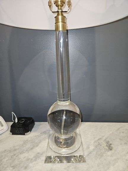 Regina Andrew Stowe Crystal Clear Linen Gold Buffet Lamp 6.5" square base x 33.5" h...18x11 shade...