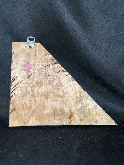 Original signed Mose T Tico bird/dinoFolk Art with signature soda can tab hanger…..8-3/4 x 7