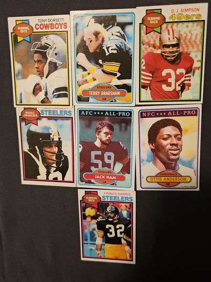 A grouping of football cards from the 1970s, sorted by teams.  See additional information and all photos.