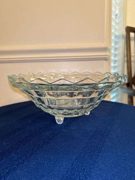 Fostoria American Cubist 3-Footed Crystal Centerpiece Bowl…..10”D x 4” tall image