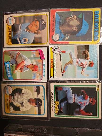 A grouping of baseball cards, mostly from the late 70s and early 80s. See all photos and additional info.