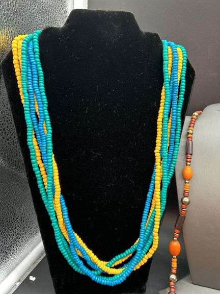 Nice selection of beaded and shell costume necklaces