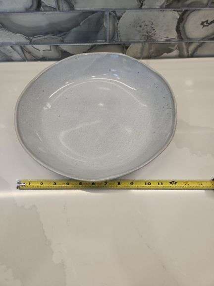 Like New Alex Marshall 12" Low Bowl in Speckled Blue STAND NOT INCLUDED...
