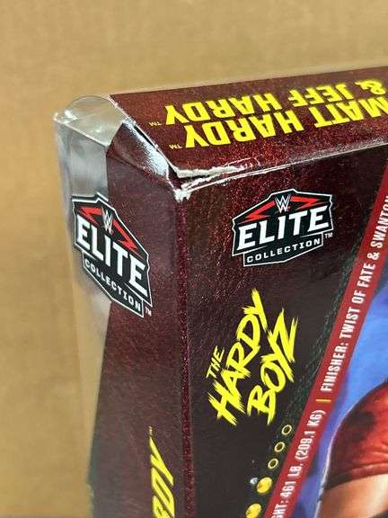 WWE Elite Collection THE HARDY BOYZ action figures…..small tear on corner of box