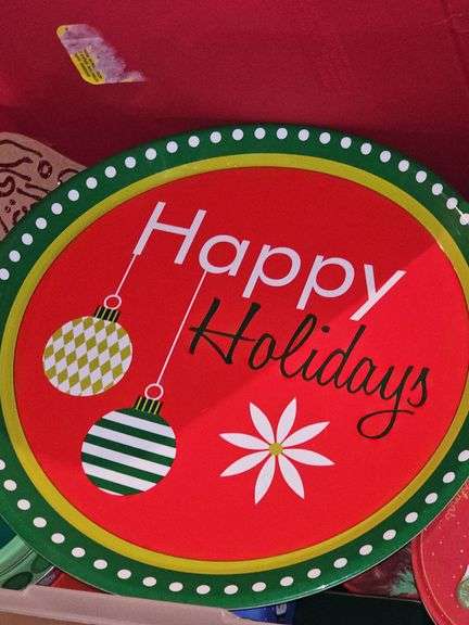 Tub of Christmas goods.