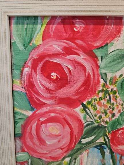 Beautiful framed original art on canvas 14.5x17.75...