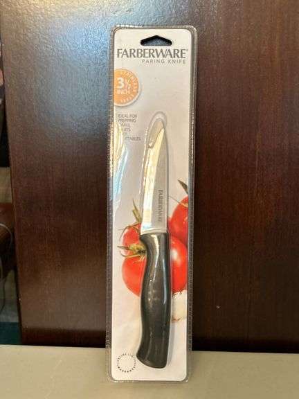 (2) NEW knives…..Farberware 3-1/2” paring knife and AR+COOK 5” utility non-serrated coated knife
