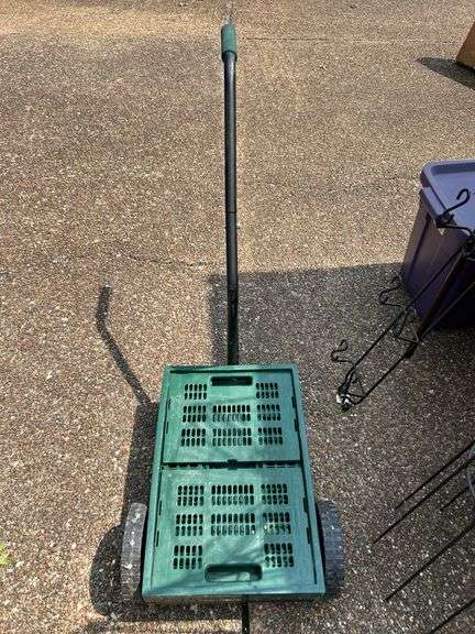 Great selection of wrought iron and metal items plus a collapsible garden pull cart….items in background are not included