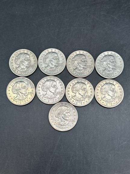 Selection of (8) 1979-P narrow rim Susan B. Anthony dollars and (1) 1978-D narrow rim Anthony dollar image
