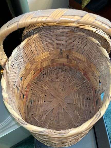 Nice looking lidded basket……14-1/4 x 12-1/2 x 10 tall