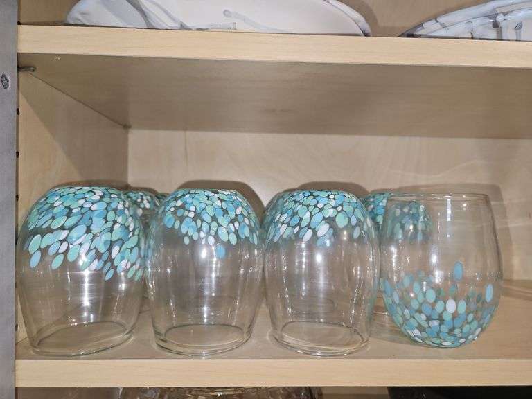 Collection of vintage stemmed glasses + twelve(12) 4.5" stemless tumblers...