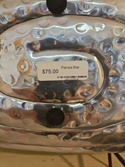 Super Nice very large oval aluminum tray by Pampa Bay w/stand 29x11.25...