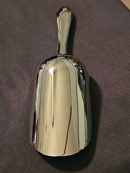 Silver plated ice scoop with "H" monogram