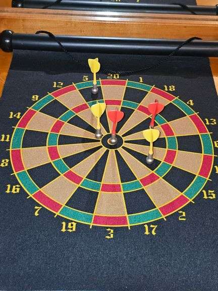 Magnetic dart board (missing 1 red dart), bobblehead Einstein needs battery, and mini Disco light works.