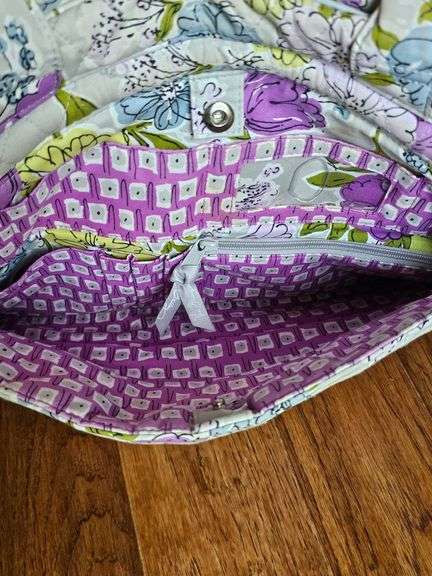 Vera Bradley purple yellow and blue flower laptop bag.