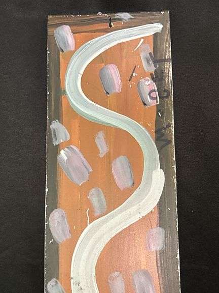 Original signed Mose T light green snake Folk Art with signature soda can tab hanger…..4-1/2 x 21-1/2