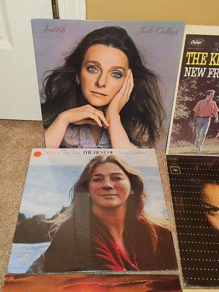 Grouping of albums by Judy Collins, the Kingston trio, Andre Kostelanetz, Ray Conniff, and more.