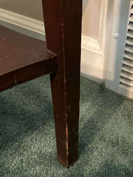 MCM Federal-Style single drawer side table with glass overlay…..16 x 25 x24 tall
