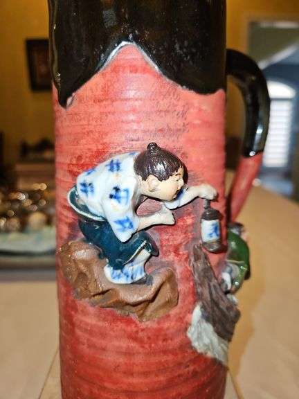 Incredible Large Early 20th Century Japanese Sumida Gawa 9.5" Pitcher/Vase in excellent vintage condition...