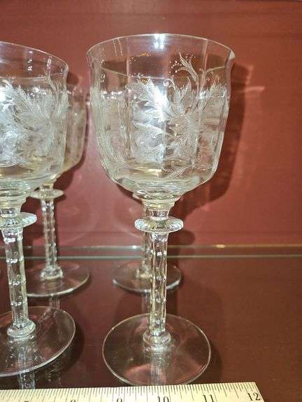Set of Six(6) Vintage Tiffin Franciscan Cadena Clear Stem 7.5" Water Goblets in Excellent Vintage Condition...