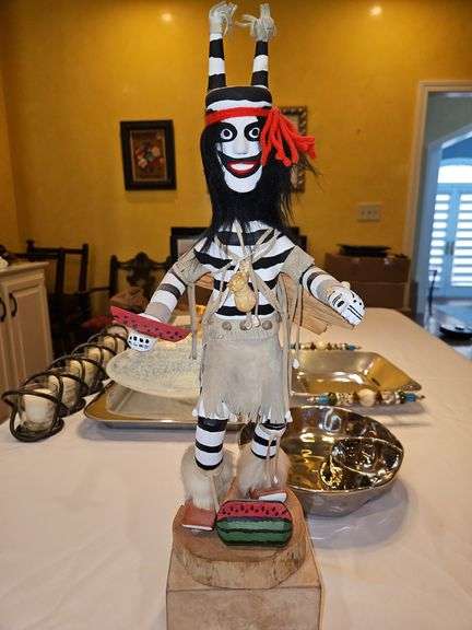 Vintage 18" Kachina Doll "Watermelon Clown" signed by I McB...