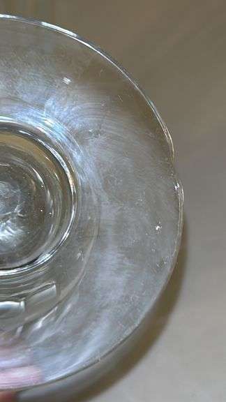 Set of 11 Etched Floral Parfait Glasses…..5-3/4” tall…..chipping (see pics)