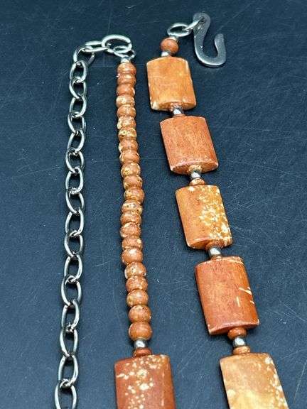 Adjustable waist size rust colored beaded ladies belt
