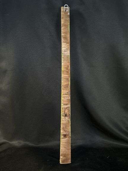 Original signed Mose T long skinny maroon snake Folk Art with signature soda can tab hanger…..1-3/8 x 21