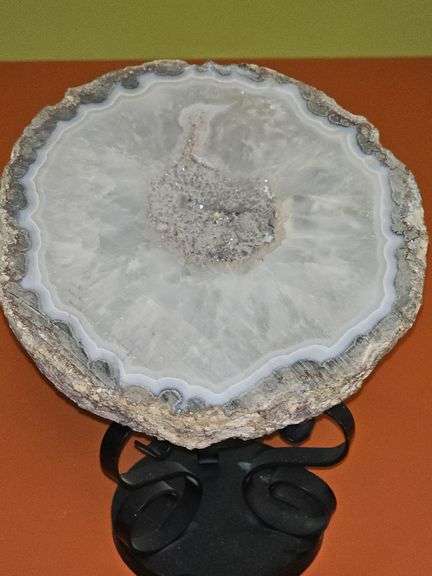 Natural agate geode with stand.