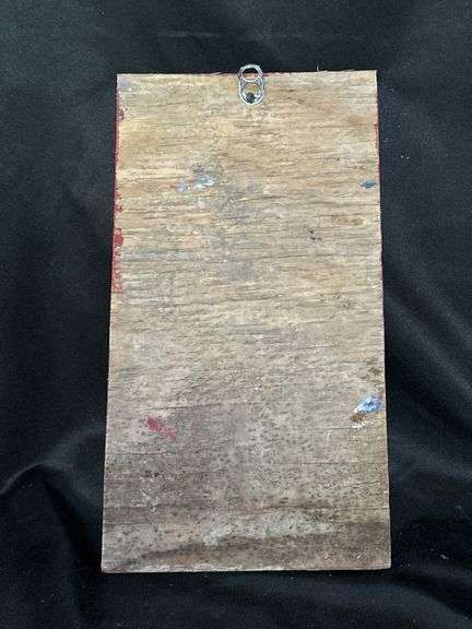 Original signed Mose T red Tiko bird/dino Folk Art with signature soda can tab hanger…..6-3/4 x 12