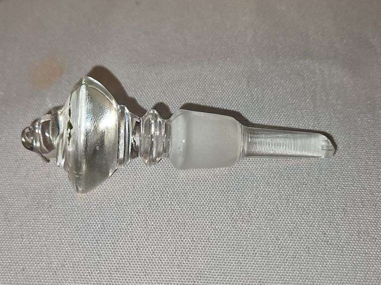 Beautiful bue & green crystal glass perfume bottle w/stopper + additional glass bottle w/stopper...