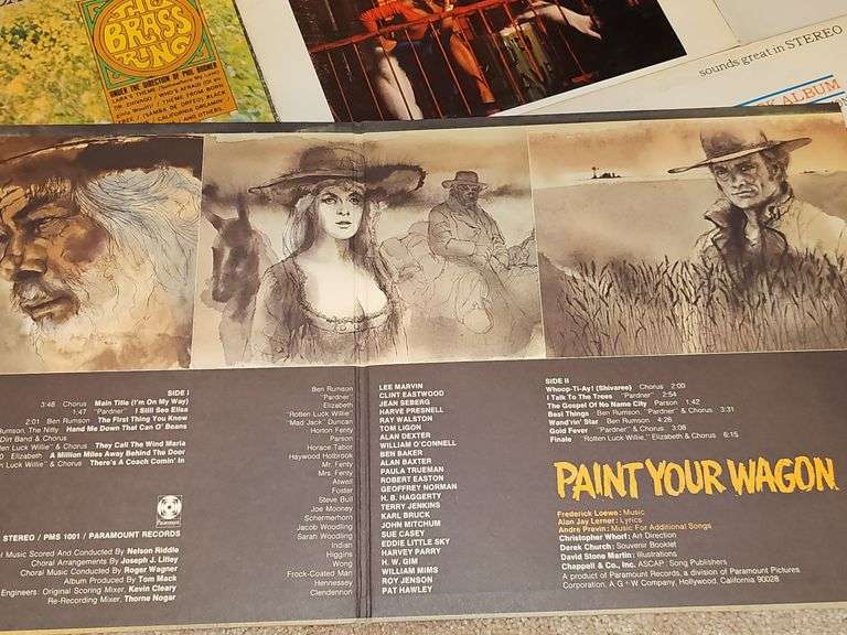 Albums containing music from shows. The story of Star wars, Six Million Dollar Man, Saturday night fever, Laura's theme, slaughter on 10th Avenue, 1776, Dr Zhivago, and paint your wagon.