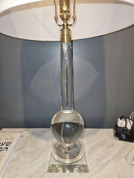Regina Andrew Stowe Crystal Clear Linen Gold Buffet Lamp 6.5" square base x 33.5" h...18x11 shade...