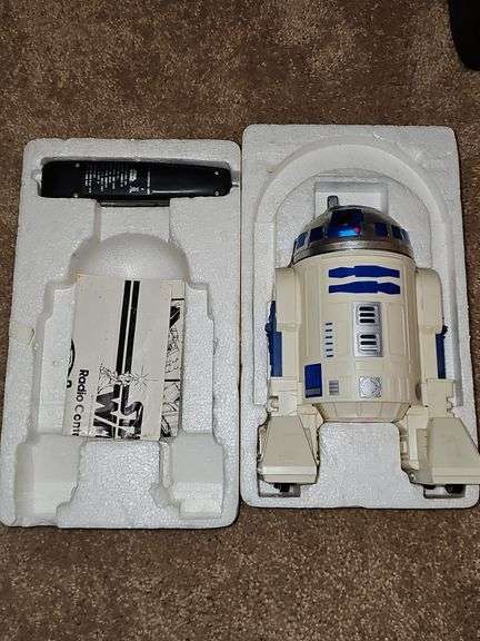 Star Wars Darth Vader Action Figure Carrying Case. (Empty) and R2-D2 radio controlled robot With remote. Untested